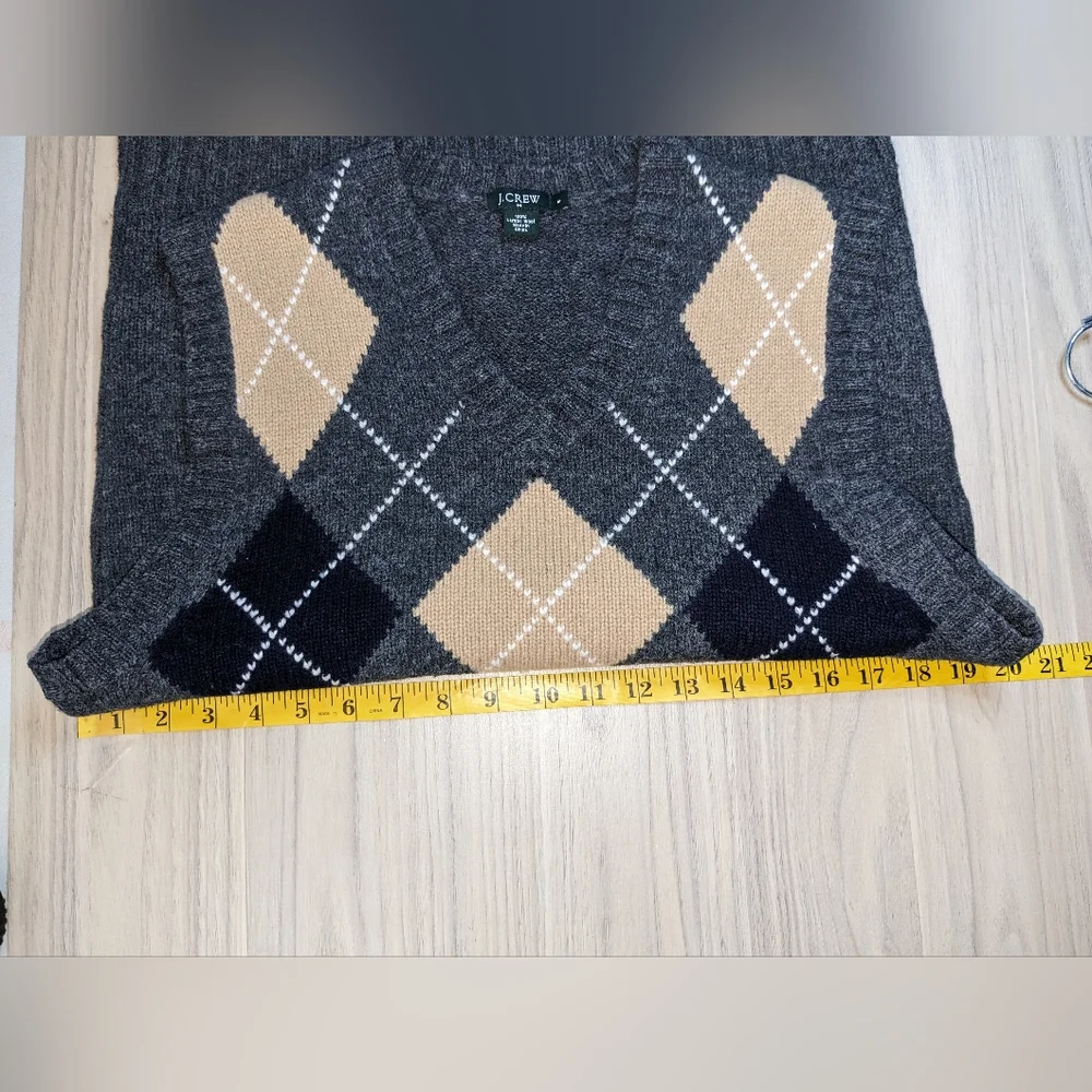 J. Crew Men's V-Neck Argyle Sweater Vest in Gray, Tan, Black